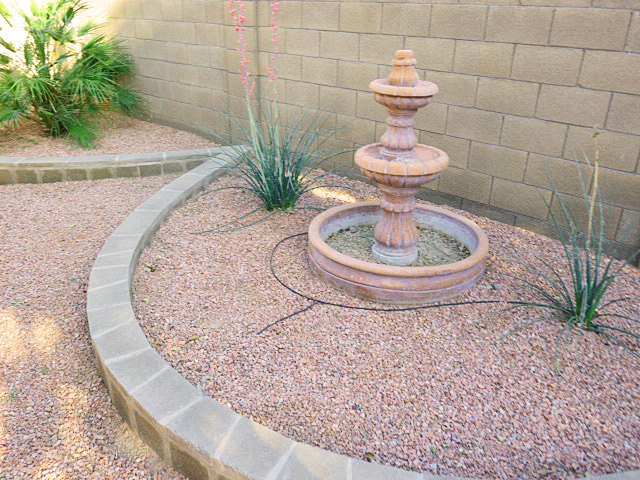 Low maintenance, terraced backyard