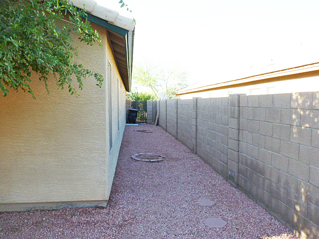 Wide side yard with gate