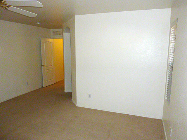 Master bedroom with ceiling fan